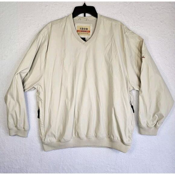 Izod X-Treme Function Golfwear‎ Golf Pullover Windbreaker Men Size L Biege - Picture 1 of 16
